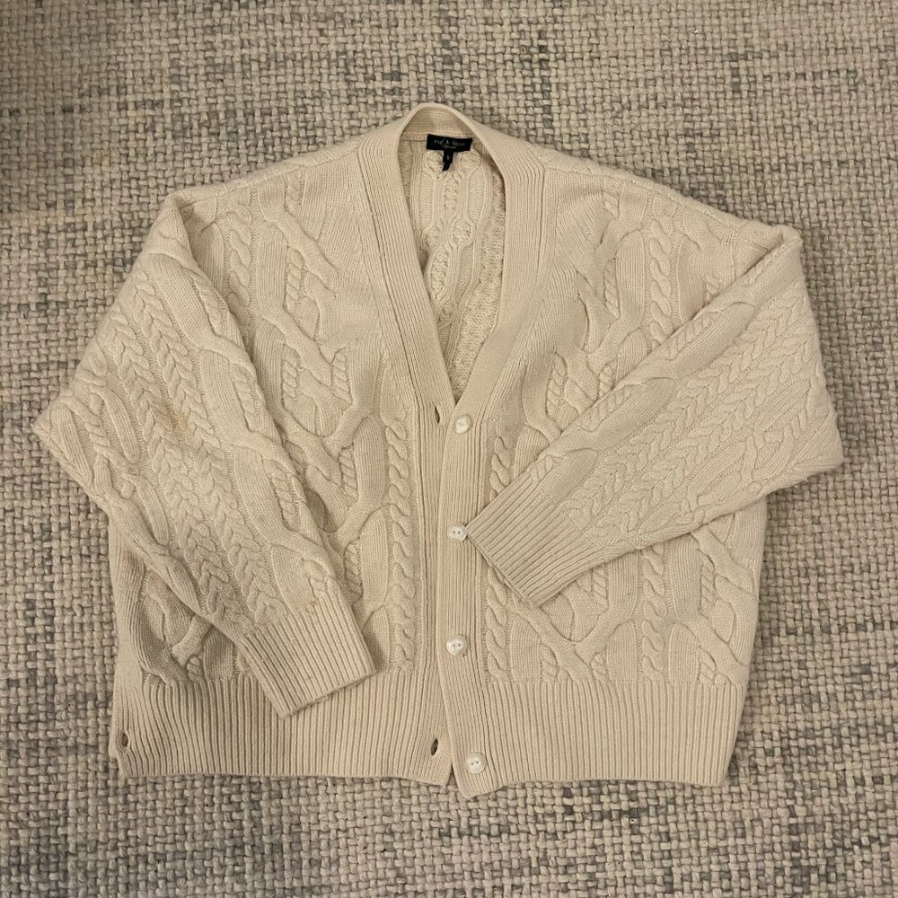 Rag & Bone Nora Oversized Cable-knit Merino Wool Cardigan - Picture 5 of 8
